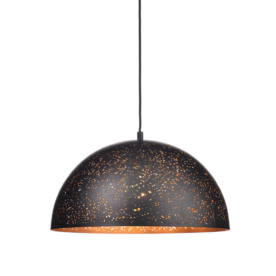 Φωτιστικό κρεμαστό 1xE27 40W max Μέταλλο + Υφασμάτινο καλώδιο / Μάυρο μάτ + Ορείχαλκο μάτ Φ40ΧΗ120CM PLANETARIO - acadecor