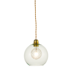 Pendant light 1 x E27 60W Metal + Glass + Twisted fabric cable / Polished gold + Clear mint Φ20ΧΗ120CM PYTHIA - acadecor
