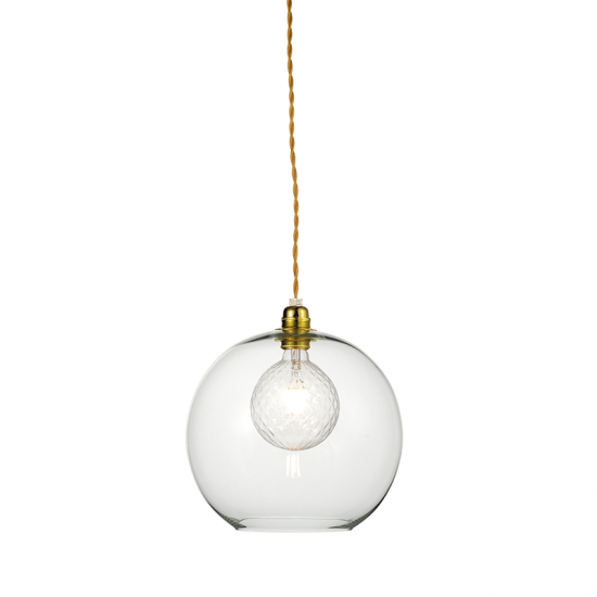 Pendant light 1 x E27 60W Metal + Glass + Twisted fabric cable / Polished gold + Clear Φ30ΧΗ120CM PYTHIA - acadecor