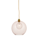 Pendant light 1 x E27 60W Metal + Glass + Twisted fabric cable / Polished gold + Clear pink Φ30ΧΗ120CM PYTHIA - acadecor
