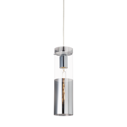 Pendant light 1 x E27 40W Metal + Glass + PVC transparent cable / Chrome + White Φ10ΧΗ120CM DEJAVU - acadecor