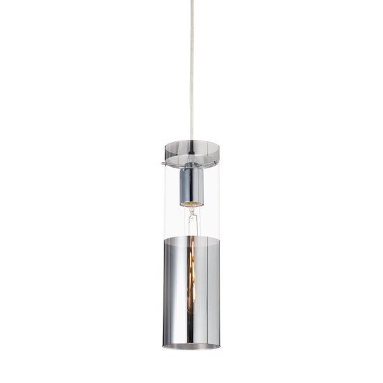 Pendant light 1 x E27 40W Metal + Glass + PVC transparent cable / Chrome + White Φ10ΧΗ120CM DEJAVU - acadecor