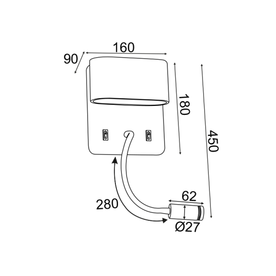 Φωτιστικό επίτοιχο LED 8W 3000K 640Lm Μέταλλο + Σιλικόνη / Αμμώδες λευκό 16Χ9Χ45CM PRIAMUS - acadecor 