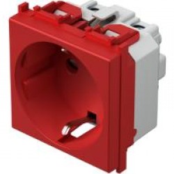 Πρίζα σούκο + KS 2P+E Κόκκινη 16A 250V~ 2M RD - TEM MODUL