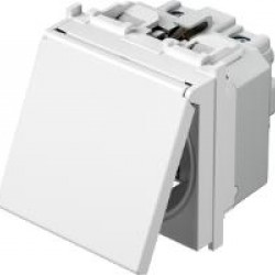 Πρίζα σούκο+KS+ Αδιάφανο Κάλυμμα λευκό 2P+E 16A 250V~ 2M PP - TEM MODUL