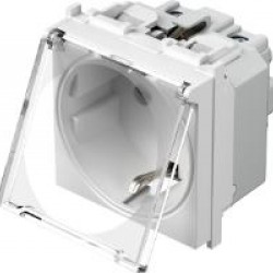 Πρίζα σούκο+KS+ Διάφανο Κάλυμμα λευκό 2P+E 16A 250V~ 2M PT - TEM MODUL