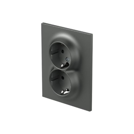 Πρίζα σούκο διπλή  2P+E 16A 250V~ KS PW Λευκό FLAT / LOGIQ TEM