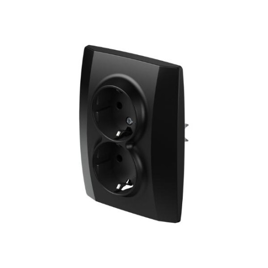 Πρίζα σούκο διπλή  2P+E 16A 250V~ KS PW Λευκό XO / LOGIQ TEM