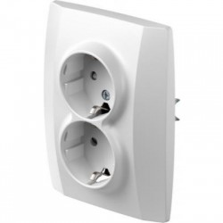 Πρίζα σούκο διπλή  2P+E 16A 250V~ KS PW Λευκό XO / LOGIQ TEM
