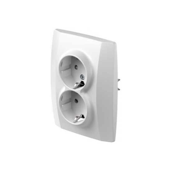 Πρίζα σούκο διπλή  2P+E 16A 250V~ KS PW Λευκό XO / LOGIQ TEM