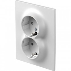 Πρίζα σούκο διπλή  2P+E 16A 250V~ KS PW Λευκό FLAT / LOGIQ TEM