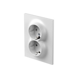 Πρίζα σούκο διπλή  2P+E 16A 250V~ KS PW Λευκό FLAT / LOGIQ TEM