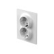 Πρίζα σούκο διπλή  2P+E 16A 250V~ KS PW Λευκό FLAT / LOGIQ TEM