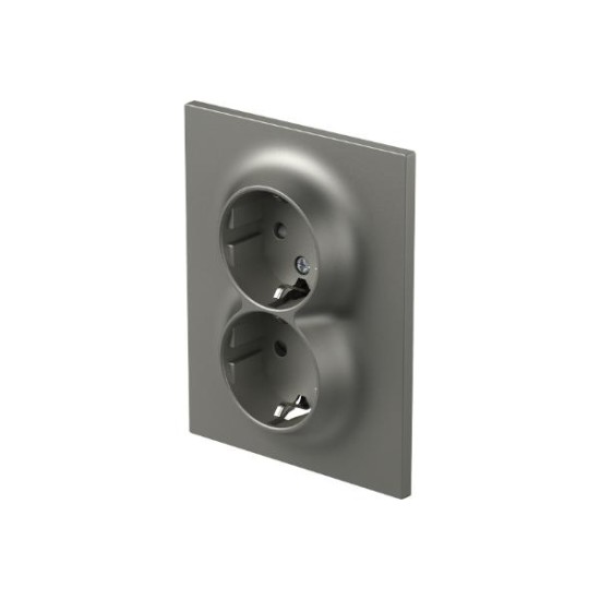 Πρίζα σούκο διπλή  2P+E 16A 250V~ KS PW Λευκό FLAT / LOGIQ TEM