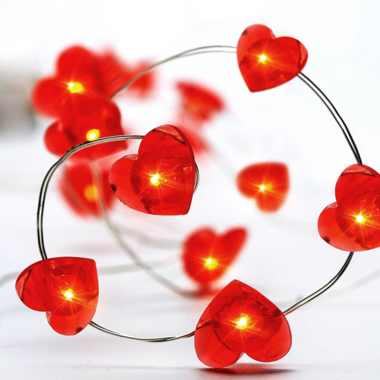 Bambini Hearts light LED 1.2W 3000k 2xAA / Battery LR6 1.5V Plastic + Copper / Red + Silver  90+30cm - acadecor 