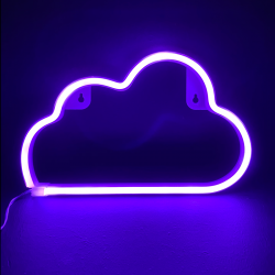 Bambini Wall light Cloud LED 2.4W Battery 3xAA/LR6 1.5V + USB plug Plastic + Silicone / White LED Purple 29.5x2x18.5cm - acadecor 