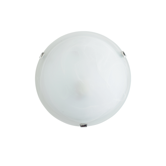 Ceiling light 2xE27 max 60W Metal + Glass Alabaster  / Chrome + White Φ30XΗ8.5CM ALBATRE - acadecor 