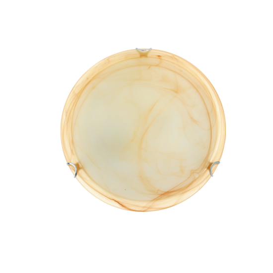 Ceiling light 3xE27 max 60W Metal + Glass Alabaster  / Chrome + Honey Φ40XΗ9.5CM ALBATRE - acadecor 