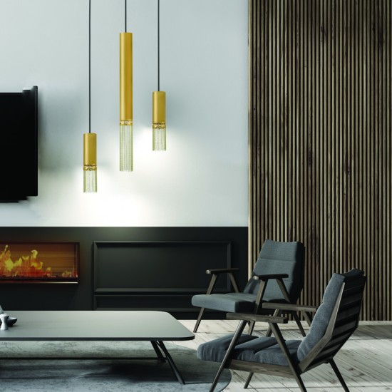 Κρεμαστό  1 x GU10 35W Αλουμίνιο + PVC μάυρο καλώδιο / Χρυσό βαφής D6XD8XH187CM DOHA - acadecor