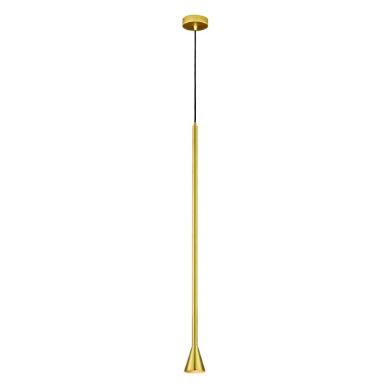 Pendant light 1 x GU10 35W Metal + PVC black cable / Gold paint D7,5XD10XH190CM CLOUZOT - acadecor