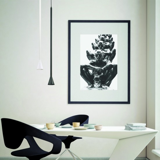 Φωτιστικό Κρεμαστό  1 x GU10 35W Μέταλλο + PVC μάυρο καλώδιο / Λευκό μάτ D7,5XD10XH190CM CLOUZOT - acadecor