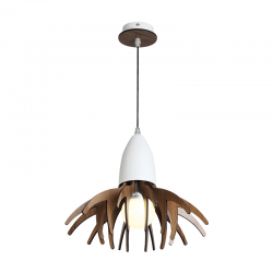 Φωτιστικό Κρεμαστό  1 x E27 40W Μέταλλο + MDF + PVC Μάυρο καλώδιο / Λευκό μάτ + Σκούρη απόχρωση ξύλου Φ35XH80CM ALPS - acadecor