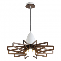 Φωτιστικό Κρεμαστό  1 x E27 40W Μέταλλο + MDF + PVC Μάυρο καλώδιο / Λευκό μάτ + Σκούρη απόχρωση ξύλου Φ45XH80CM ALPS - acadecor