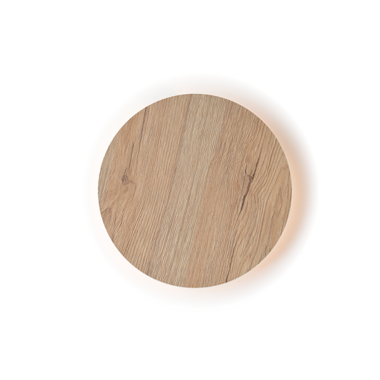 Φωτιστικό επίτοιχο LED 10W 3000K 800Lm MDF + Λευκό μέταλλο / Απόχρωση ανοικτού ξύλου Φ22ΧΗ3,6CM ECLIPSE - acadecor 