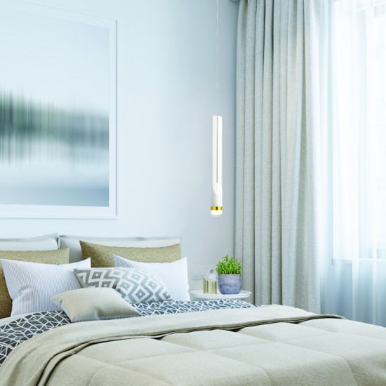 Φωτιστικό κρεμαστό LED 5W 3000k 300lm Μέταλλο + Ακρυλικό + PVC σύρμα καλώδιο / Λευκό μάτ + Ορείχαλκο D6XH228CM ESTRELA - acadecor