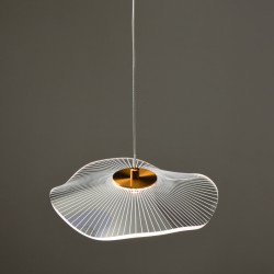 Φωτιστικό κρεμαστό LED 5W 3000k 400lm  Μέταλλο + Ακρυλικό + PVC Σύρμα καλώδιο / Σατινέ ορειχαλκο + Διάφανο D22XH160CM NIMFEA - acadecor