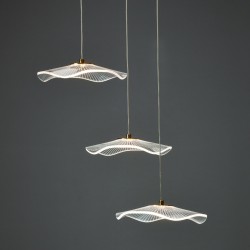 Φωτιστικό κρεμαστό LED 15W 3000k 1050lm  Μέταλλο + Ακρυλικό + PVC Σύρμα καλώδιο / Σατινέ ορειχαλκο + Διάφανο D43XH210CM NIMFEA - acadecor