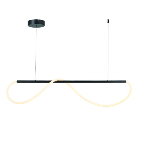 Φωτιστικό κρεμαστό LED 36W 3000k 2000lm  Μέταλλο + Σιλικόνη + PVC Σύρμα καλώδιο / Μάυρο μάτ + Λευκό 120Χ6XΗ215CM KYMA - acadecor