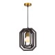 Pendant light 1 x E27 MDF + Metal + Fabric black cable  / Dark brown leather + Satin brass D24XH100CM TRITON - acadecor 