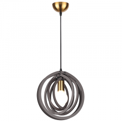 Φωτιστικό κρεμαστό 1 x E27 MDF + Μέταλλο + Υφασμάτινο μάυρο καλώδιο / Σκούρο καφέ δέρμα + Σατινέ ορείχαλκο D29XH100CM TRITON - acadecor 