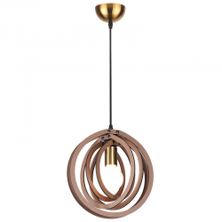 Φωτιστικό κρεμαστό 1 x E27 MDF + Μέταλλο + Υφασμάτινο μάυρο καλώδιο / Καμηλό δέρμα + Σατινέ ορείχαλκο D29XH100CM TRITON - acadecor 