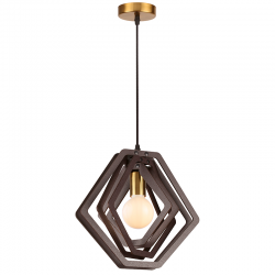Pendant light 1 x E27 MDF + Metal + Fabric black cable  / Dark brown leather + Satin brass D335XH100CM TRITON - acadecor 