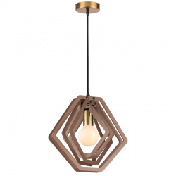 Φωτιστικό κρεμαστό 1 x E27 MDF + Μέταλλο + Υφασμάτινο μάυρο καλώδιο / Καμηλό δέρμα + Σατινέ ορείχαλκο D33XH100CM TRITON - acadecor 