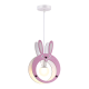 Bambini Pendant light Bunny 1 x E27 40W MDF + Metal + PVC White cable / Pink 24X10XH100CM FARMA - acadecor 