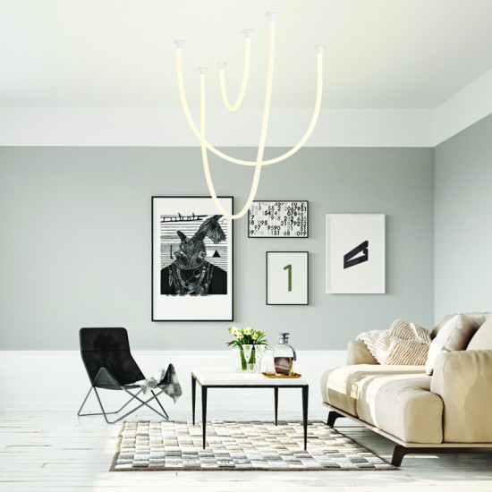 Φωτιστικό κρεμαστό LED 60W 3000k 4000lm  Μέταλλο + Σιλικόνη / Λευκό L240,L170,L100CM JUNGLE - acadecor