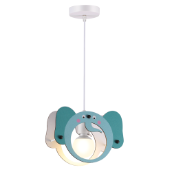 Bambini Pendant light Elephant1 x E27 40W MDF + Metal + PVC White cable / Blue 27X10XH100CM FARMA - acadecor 