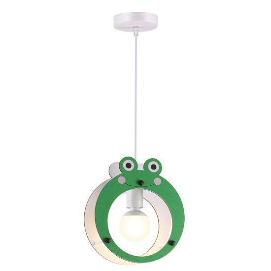 Bambini Pendant light Frog 1 x E27 40W MDF + Metal + PVC White cable / Green 24X10XH100CM FARMA - acadecor 