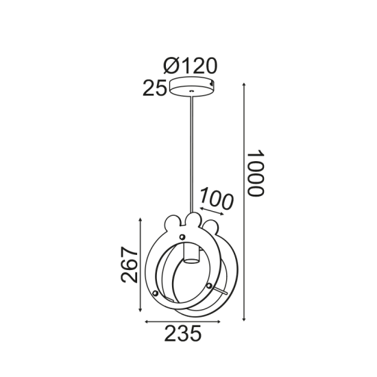 Bambini Pendant light Frog 1 x E27 40W MDF + Metal + PVC White cable / Green 24X10XH100CM FARMA - acadecor 