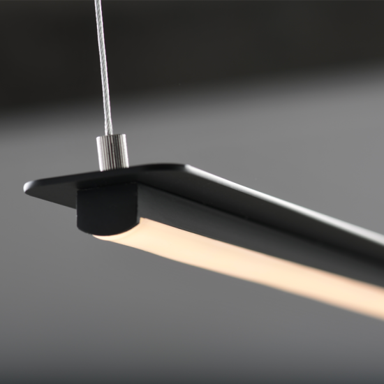 Φωτιστικό κρεμαστό LED 20W 3000k 1600lm Αλουμίνιο + Σιλικόνη + PVC σύρμα καλώδιο / Μάυρο Μάτ 100Χ5ΧH150CM ATLANTIS - acadecor