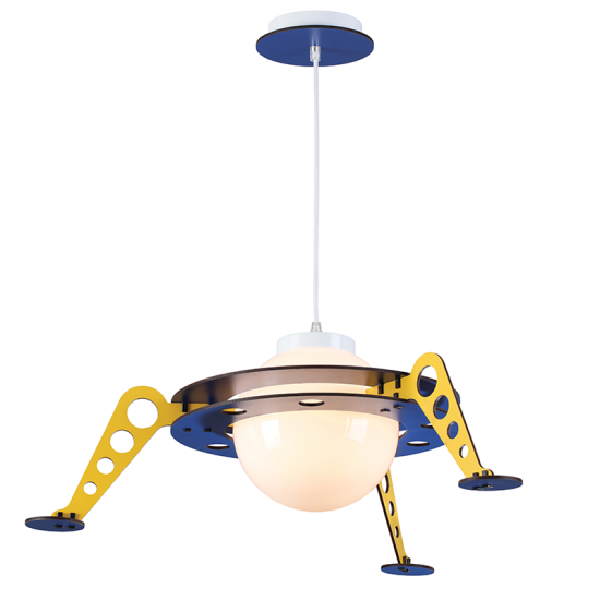 Bambini Pendant light LED 1 x E27 13W Plastic + MDF + PVC white cable / Yellow + Blue + White D61XH100CM NASA - acadecor 