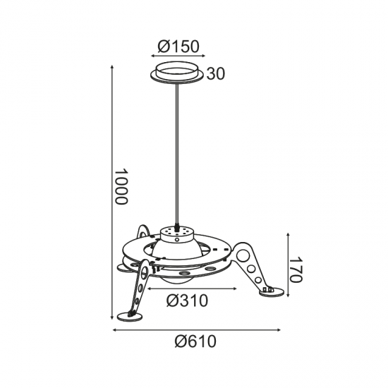 Bambini Pendant light LED 1 x E27 13W Plastic + MDF + PVC white cable / Yellow + Blue + White D61XH100CM NASA - acadecor 