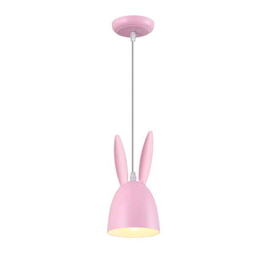 Bambini Pendant light 1 x E27 40W Metal + Plastic + PVC White cable / Pink D12XH100CM BUNNY - acadecor 