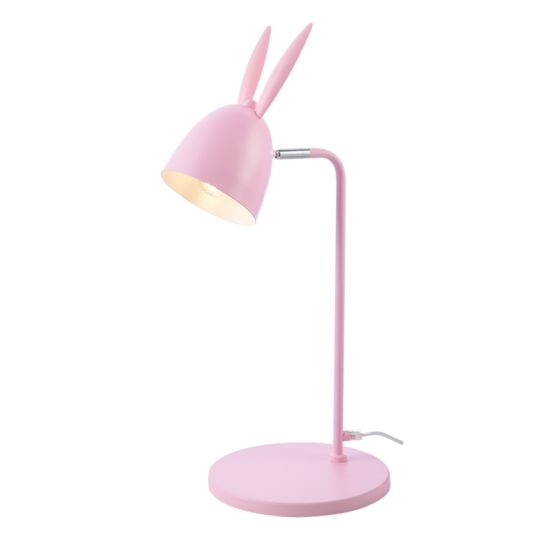 Bambini table light 1 x E27 40W Metal + Plastic + PVC White cable / Pink 27X22XH56CM BUNNY - acadecor 