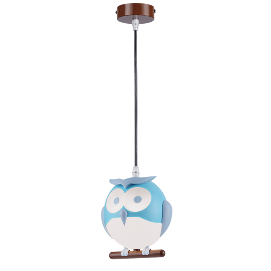 Bambini Pendant light Owl LED 1 x E14 13W Plastic + Metal + PVC black cable / Brown + White 15Χ13,5ΧΗ80CM KOKKA - acadecor