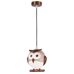 Bambini Pendant light Owl LED 1 x E14 13W Plastic + Metal + PVC black cable / Brown + White 15Χ13,5ΧΗ80CM KOKKA - acadecor