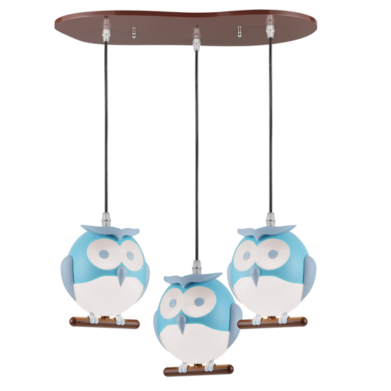 Bambini Pendant light Owl LED 3 x E14 13W Plastic + Metal + PVC black cable / Brown + White 50Χ30ΧΗ100CM KOKKA - acadecor